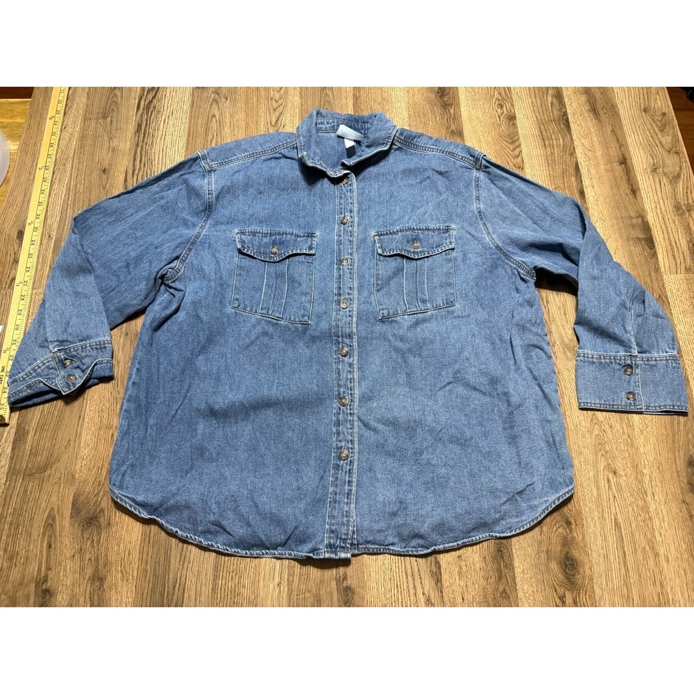 Future Collective Jean Jacket Men's Size Large Blue Denim Button Up Pockets
